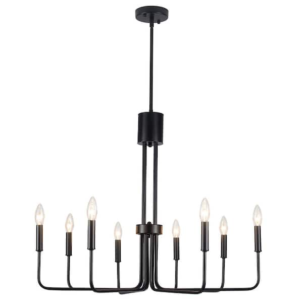 ADSENSTY 8-Light Black Rustic Industrial Candle Chandelier Ceiling Hanging Lighting