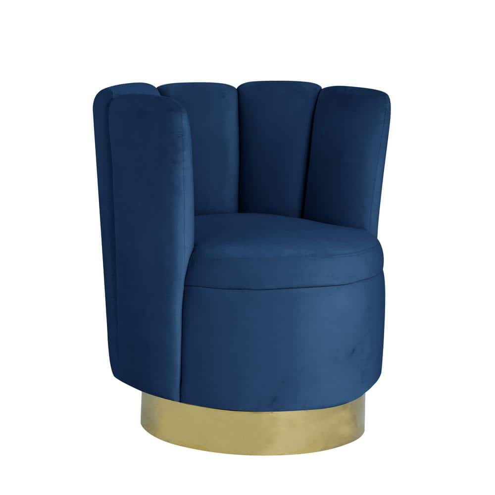 Best Master Furniture Hina Velvet Blue Swivel Round Bucket Chair 