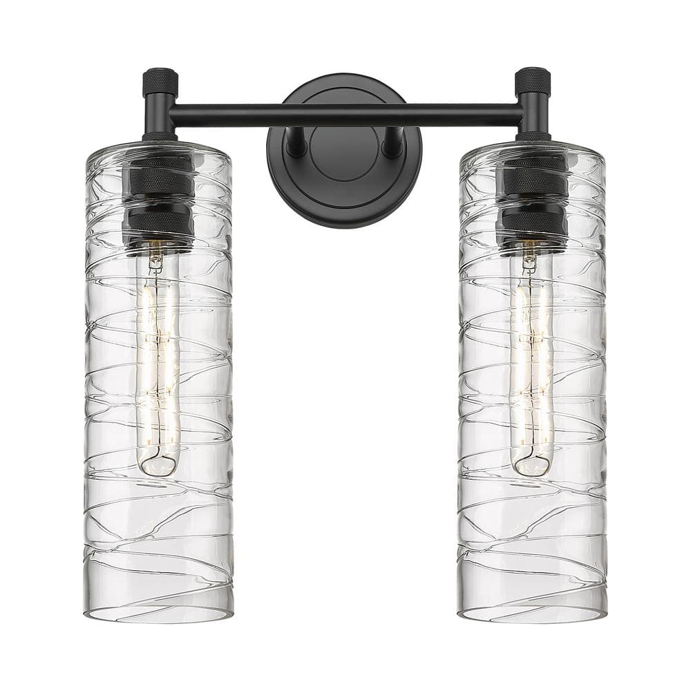 Crown Point 13.88 in. 2-Light Matte Black Vanity Light with Glass Shade price history on PriceWatchPro