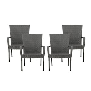 Orpheus Gray Stacking Wicker Outdoor Patio Dining Chair (4-Pack)