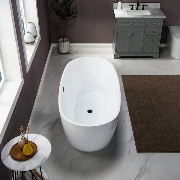 Aubrac 67 in. Acrylic Flatbottom Double Ended Bathtub with Oil Rubbed Bronze Overflow and Drain Included in White