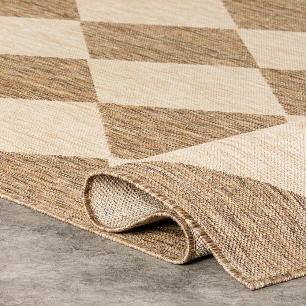 Beige 5' x 8' Trellis Synthetic Easy-Care Area Rug