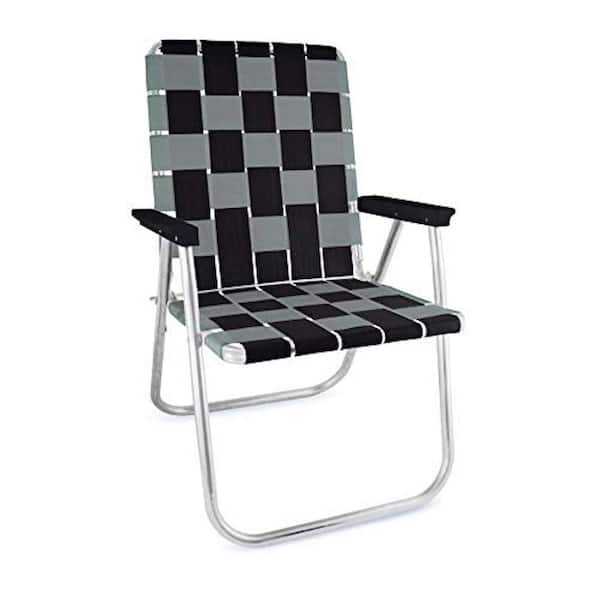 Unbranded Durable Black And Silver Aluminum Lightweight Stackable Folding Lawn Chair