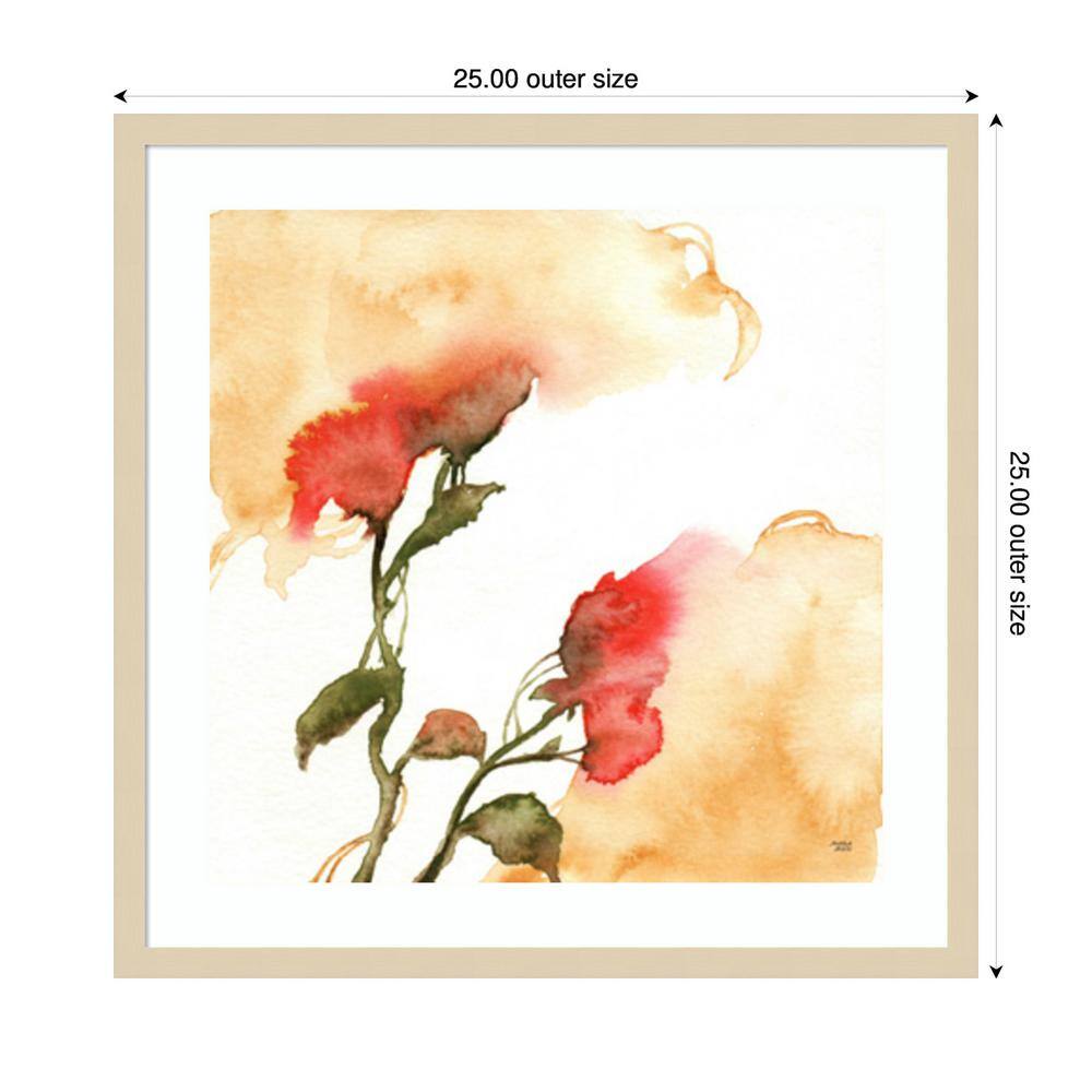 Svelte Natural Framed Watercolor Floral Yellow and Red II Print