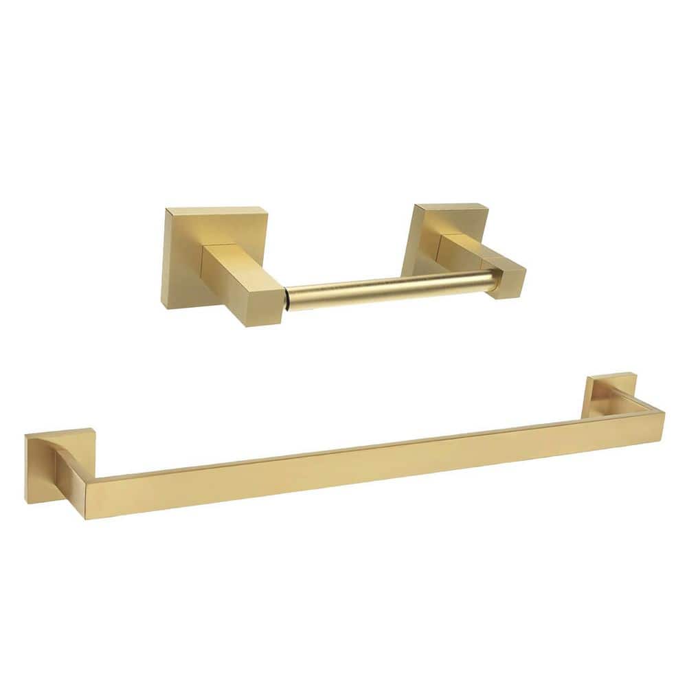 Bath Hardware Set 2-Piece Towel Bar, Toilet Paper Holder Wall Mounted Bathroom Accessories Set in Brushed Gold price history on PriceWatchPro