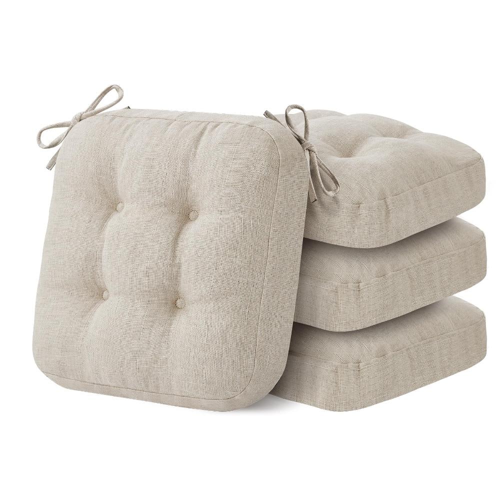 16.5 in. Dining Chair Cushions with Memory Foam, Tufted Indoor Chair Pads with Non Slip Bottom and Ties, Beige, Set of 4 price history on PriceWatchPro