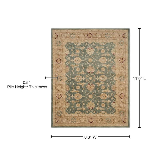 SAFAVIEH Antiquity Lagrange Floral Bordered Wool Runner Rug, Teal  Blue/Taupe, 2'3 x 6' 