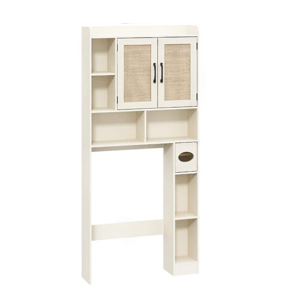 30.7 in. W x 66.9 in. H x 7.9 in. D Vintage White Over The Toilet Storage with 2 Rattan Doors price history on PriceWatchPro