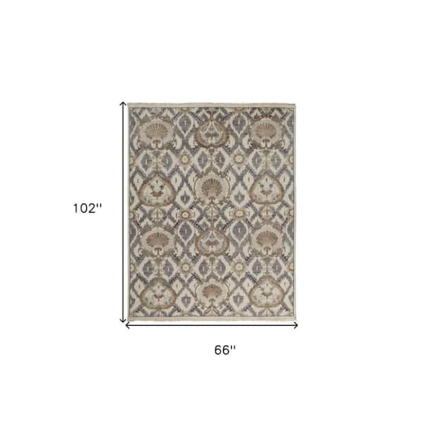 2 ft. x 8 ft. Gray, Ivory Floral Area Rug