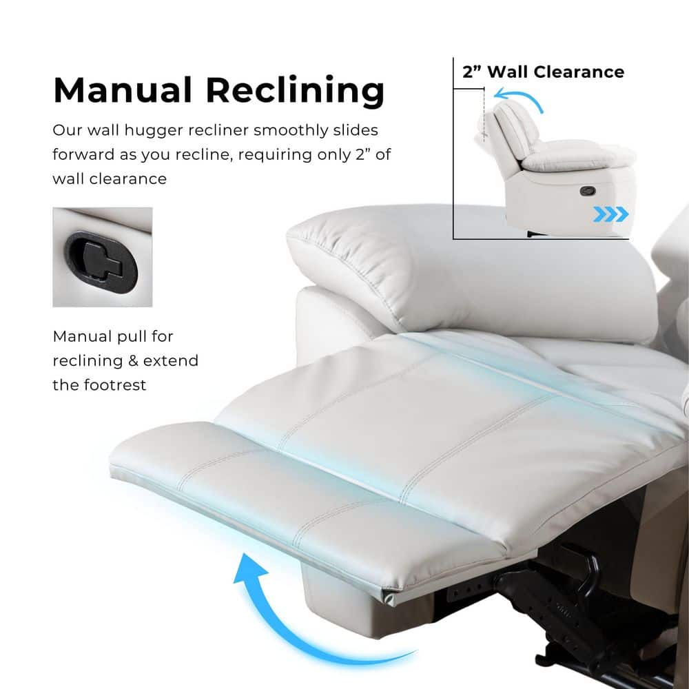 Powder Blue Leather Reclining Loveseat with Pillow Top Arms