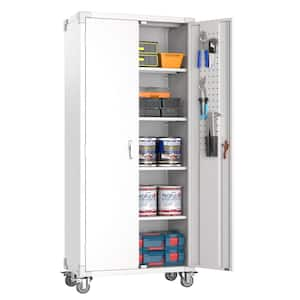 31.5 in. W x 72 in. H x 16.5 in. D Metal Garage Storage Freestanding Cabinet Set in White