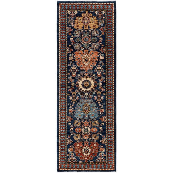 Serapi Blue 9 ft. x 12 ft. Tribal Wool Indoor Area Rug