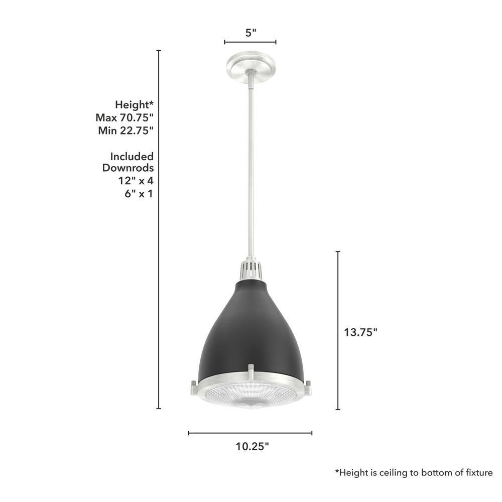 Matte Black and Brushed Nickel Glass Dome Pendant Light
