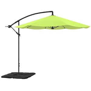 10 ft. Steel Cantilever Patio Umbrella in Lime Green with Base