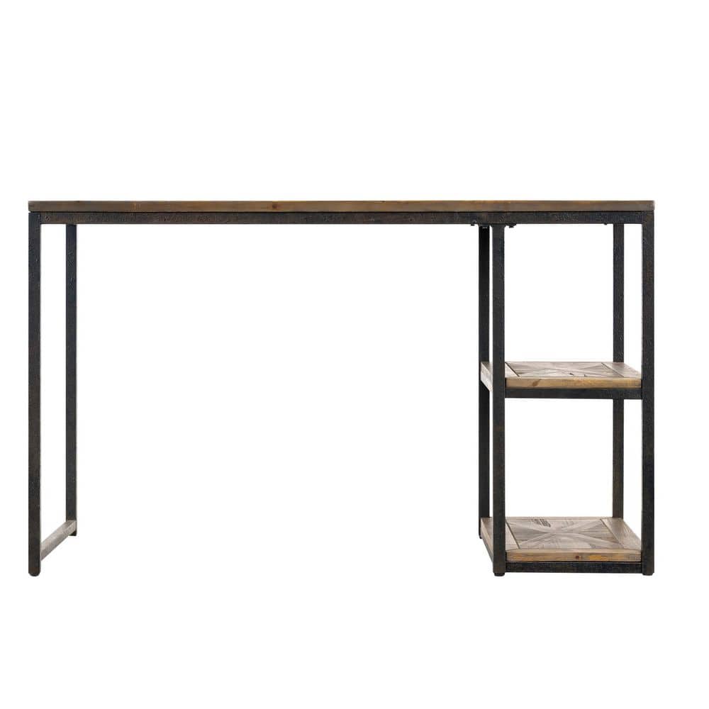 UPC 037732106168 product image for Garviston 50 in. Rectangular Black Wood Writing Desk with 2 Open Shelves and Roo | upcitemdb.com