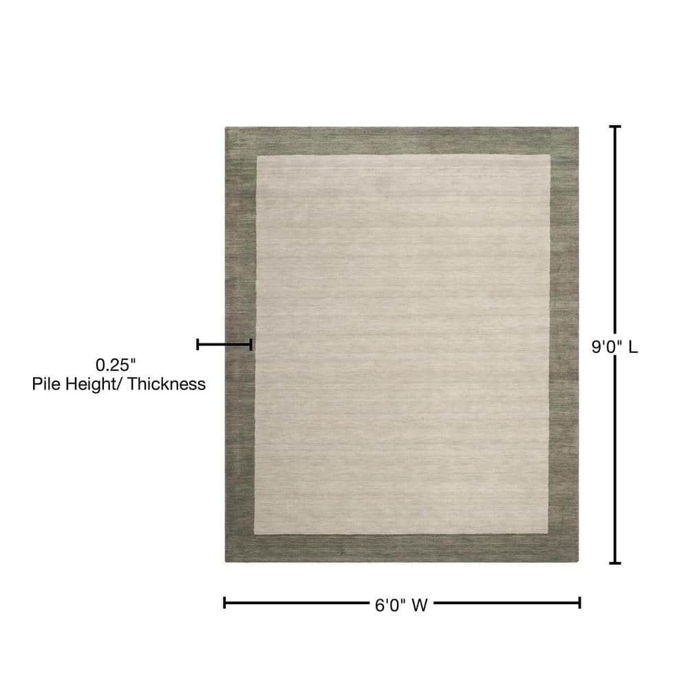 Handmade Light Grey and Dark Grey Wool Rug, 6' x 9'
