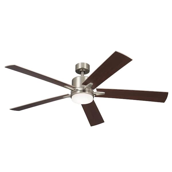 Lucian Elite XL 60 in. Indoor Brushed Nickel Downrod Mount Ceiling Fan with Integrated LED with Wall Control Included