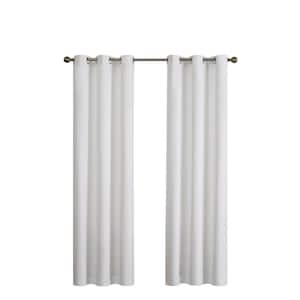 Microfiber Thermaback White Solid Polyester 42 in. W x 63 in. L Blackout Single Grommet Top Curtain Panel