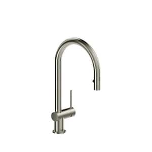Azure Single Handle Pull Down Sprayer Kitchen Faucet with Gooseneck in Stainless Steel