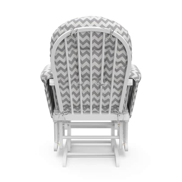 Storkcraft White With Gray Chevron Cushion Hoop Glider And Ottoman