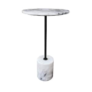 14 in. Pandia Black and White Round Marble Top End Table