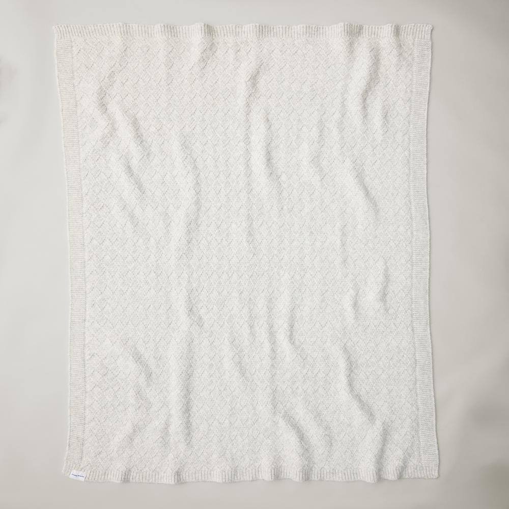 Gray Knitted Polyester Throw Blanket, 60 x 50 Inches
