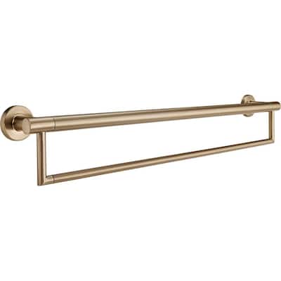 Decor Assist Contemporary 24 in. Towel Bar with Assist Bar in Champagne Bronze
