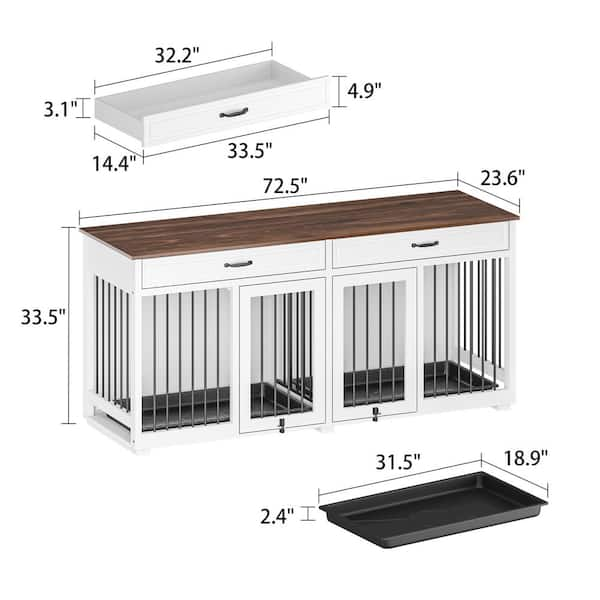 WIAWG Wooden Dog Crate Kennel, Walnut Dog Cage Furniture with 2 Drawers and  Divider, Heavy Duty Dog Crate for Small Medium Dog Y-THD-150144-0506-cc -  The Home Depot