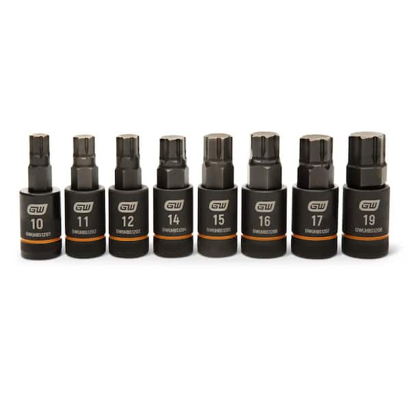 1/2 in. Drive Metric Impact Bi-directional Hex Bit Socket Set (8-Piece)