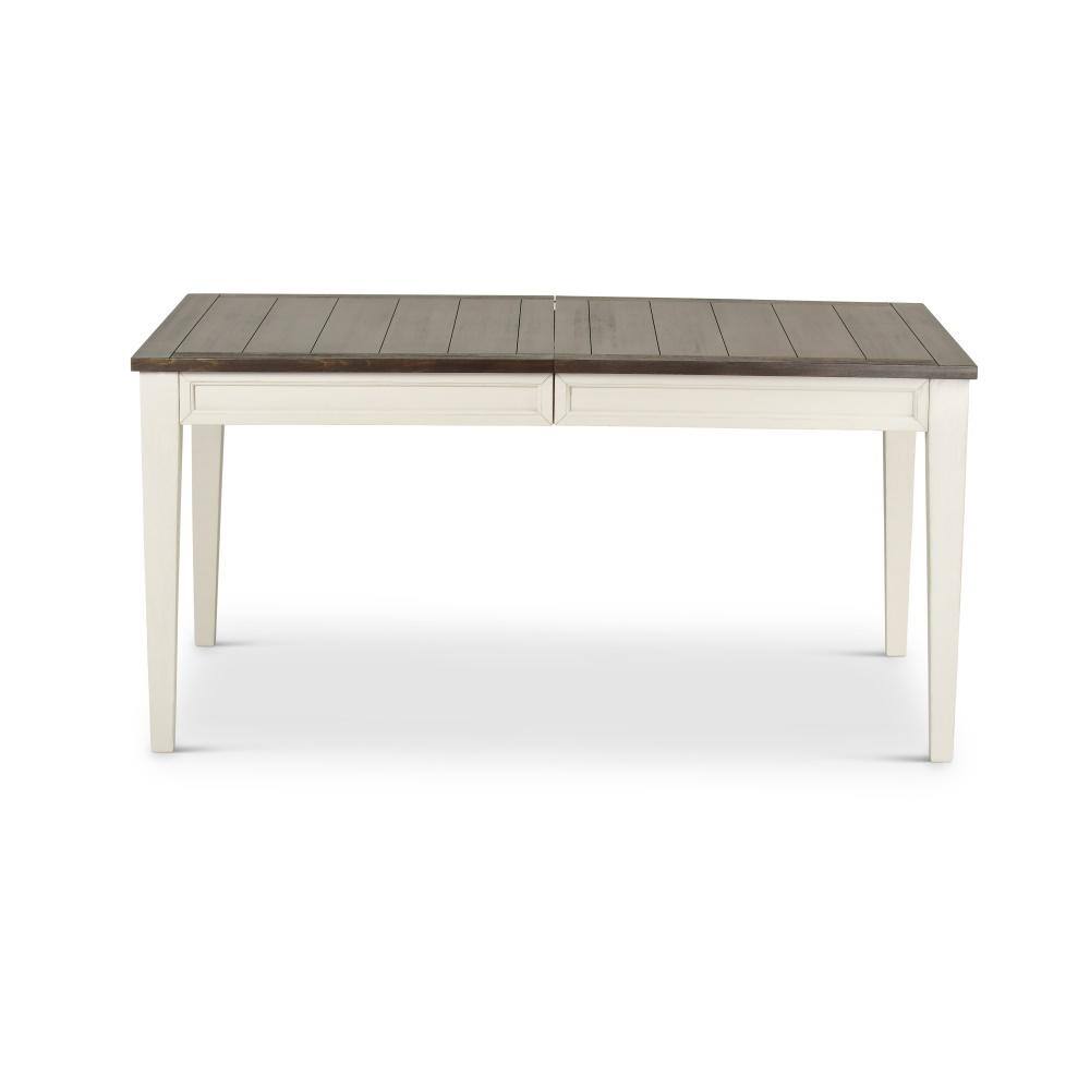 Cayla Dark Oak and White Extendable Farmhouse Dining Table