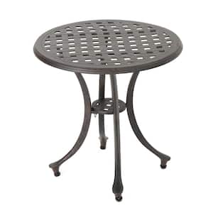Black iPatio Sparta Standard Square Cast Aluminum Side Table/Outdoor End Table 