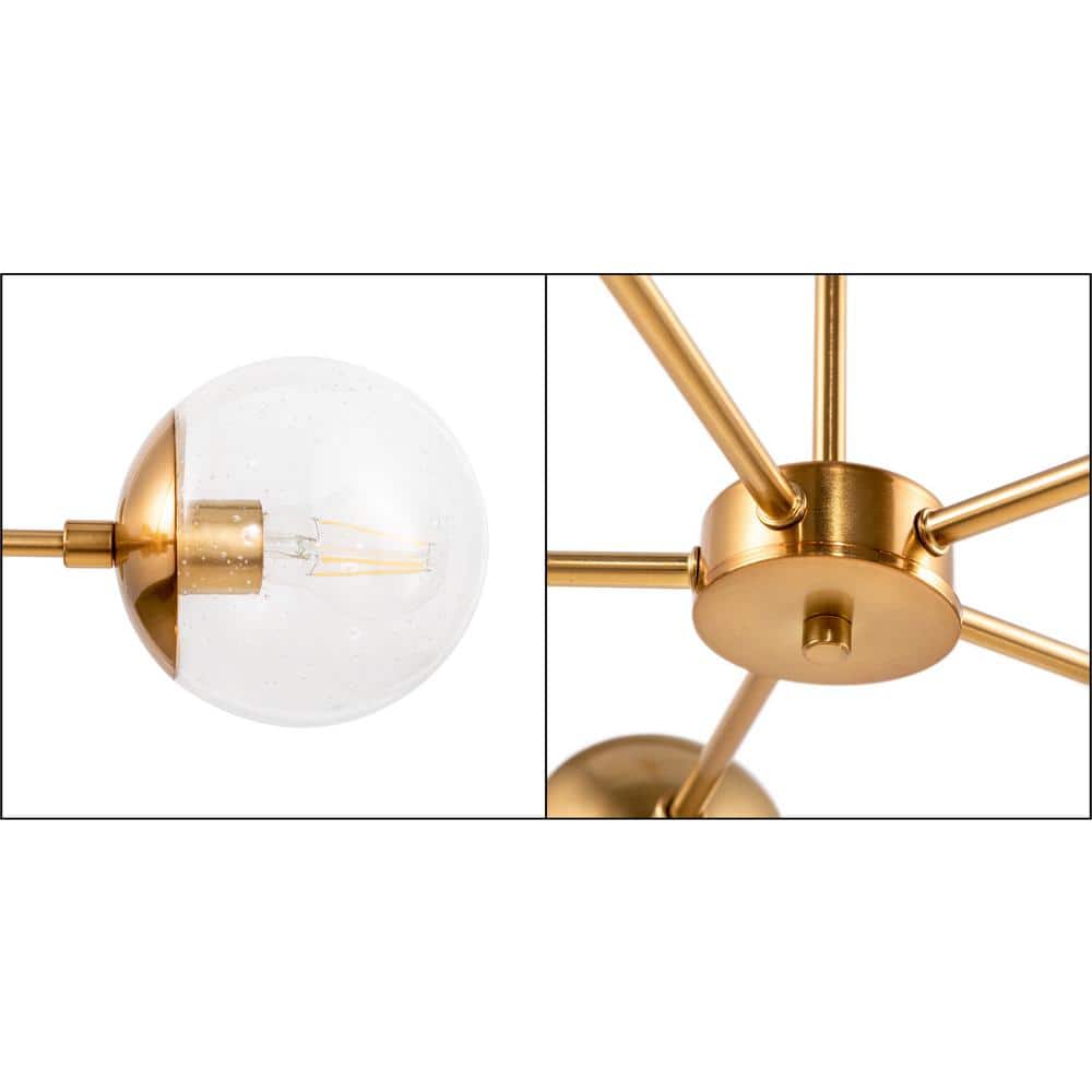 Satin Gold 5-Light Chandelier with Seedy Glass Shades