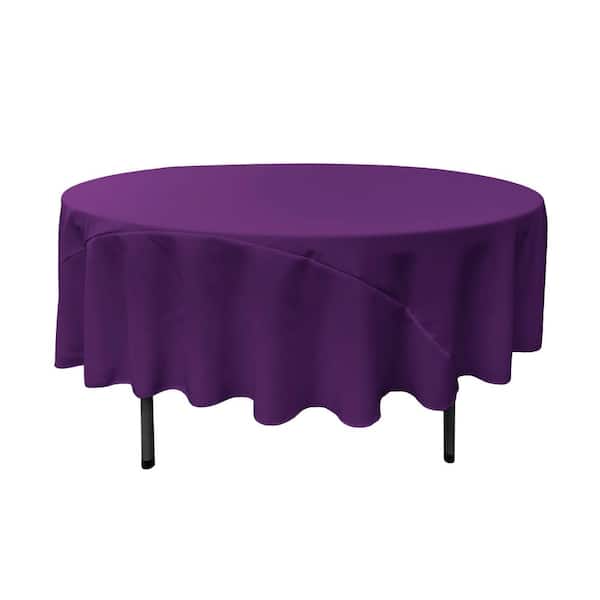 LA Linen 90 in. Round Purple Polyester Poplin Tablecloth