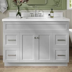 Hamlet 49 in. W x 22 in. D x 36 in. H Bath Vanity in Grey with Pure White Quartz Top