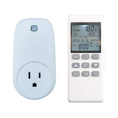 Hycency Programmable Wireless Plug in Thermostat Outlet, Electric  Thermostat Controlled Outlet with Built-in Temperature Sensor Remote  Control (Black)