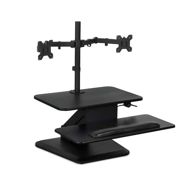 mount-it! Dual Monitor Sit-Stand Desk Black Converter for 13 in. to 32 in. Screens