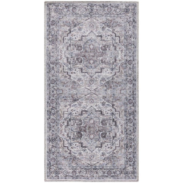 Unbranded Machine Washable Series doormat 1 Ivory Beige 2 ft. x 4 ft. Distressed Traditional Area Rug