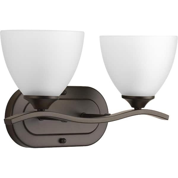 Progress Lighting Laird Collection 2-Light Antique Bronze Etched Glass Traditional Bath Vanity Light