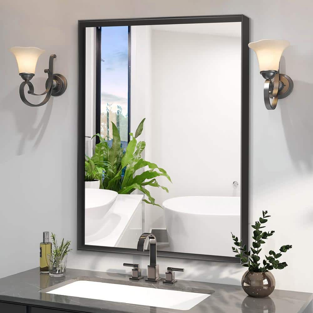 36 in. W. x 24 in. H Rectangular Framed Wall Bathroom Vanity Mirror in Black price history on PriceWatchPro