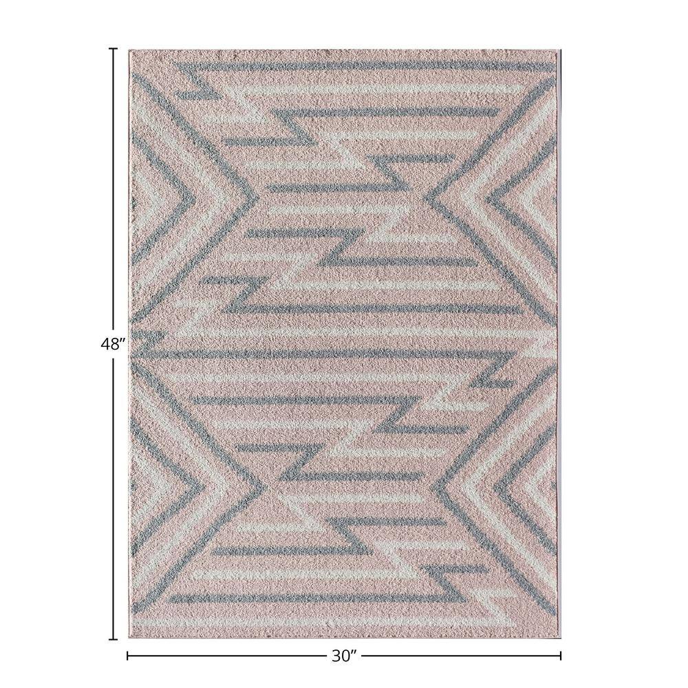 6' x 9' Gray and Pink Geometric Synthetic Area Rug