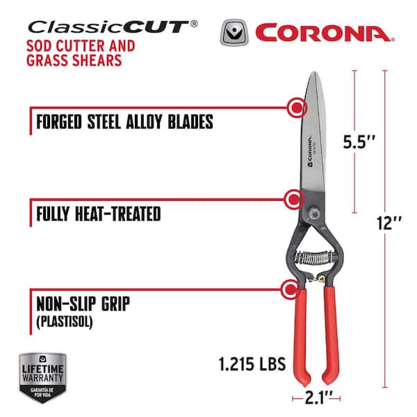 ClassicCUT 2.25 in. Forged Steel Blade with Vinyl Coated Handles Professional Sod Cutter and Grass Shear