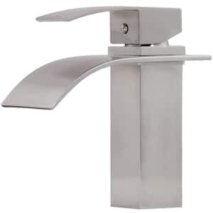 Remi Watersaver Single Hole Single-Handle Lav Bathroom Faucet with Waterfall Spout in Brushed Nickel