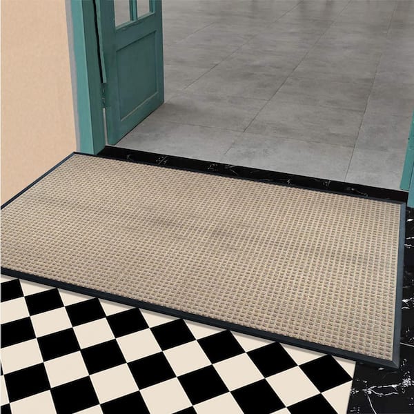 A1hc First Impression Rub-Poly 48 x 72, Anti Slip Rubber backing,fabric Finish Scraper Doormat (Beige)