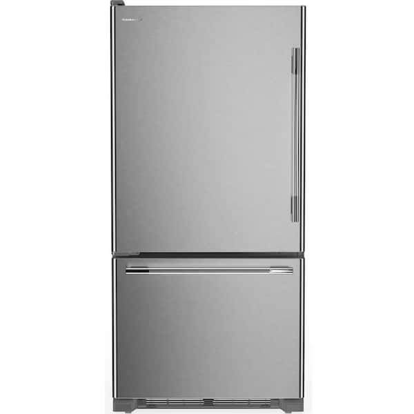 30 in. 19 cu. ft. Standard-Depth Bottom Freezer Refrigerator in PrintShield Stainless with Left Door Swing