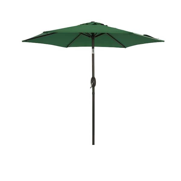 Inner Decor Elias 7.5 ft. Steel Market Tilt Patio Umbrella in Dark Green without Base