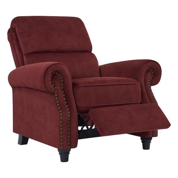 burgundy fabric recliner chair