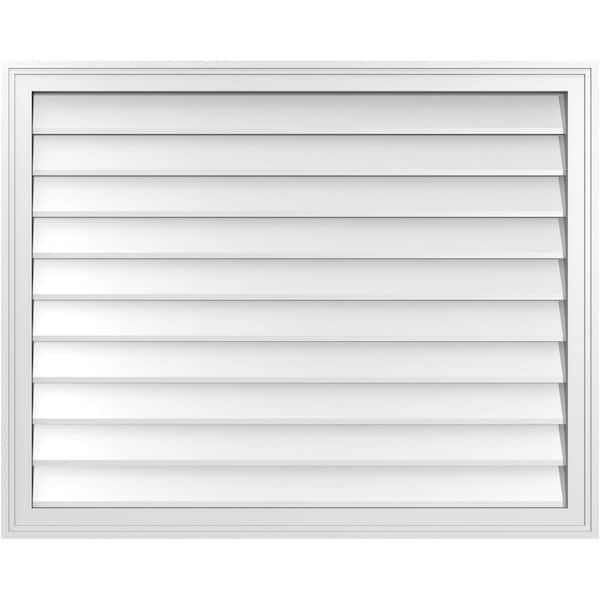Ekena Millwork 40 in. x 32 in. Vertical Surface Mount PVC Gable Vent: Decorative with Brickmould Frame
