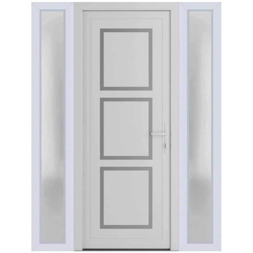 60 in. x 80 in. Left-hand/Inswing Frosted Glass White Silk Steel Prehung Front Door with Hardware price history on PriceWatchPro