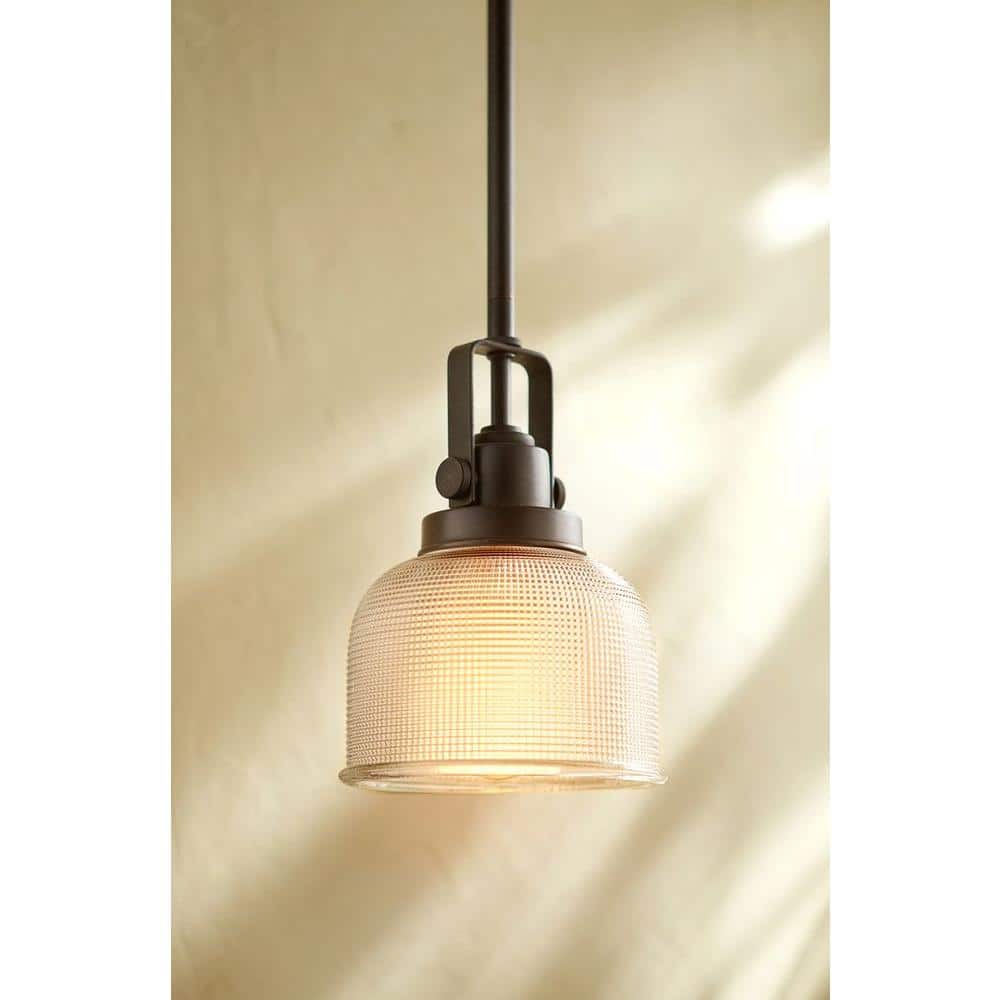 Venetian Bronze Mini Pendant with Prismatic Glass Shade