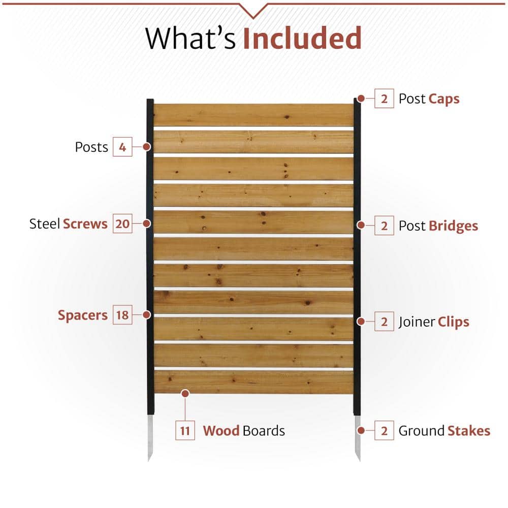 Concord 5ft x 3.2ft Cedar Wood Privacy Screen with Aluminum Posts